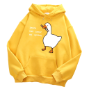 Herrhoodie med fickor Enfärgad hoodie med tryck av en anka med kniv och texten Peace Was Never an Option Stilig polyester-modell 9