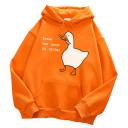 Herrhoodie med fickor Enfärgad hoodie med tryck av en anka med kniv och texten Peace Was Never an Option Stilig polyester-modell 12