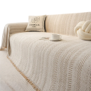 Herringbone Sofa Cover 180 x 380 cm Chenille Pattern with Fringes Non-Slip and Machine Washable for All Seasons 2