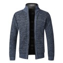 Herrkardigan med dragkedja och polokrage Enfärgad elegant tröja för män Höst- och vinterstickad jacka Polyester Olika färger 7