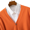 Herrkardigan med V-ringning Lång ärm Enfärgad stickad tröja Elegant fritidsmode Nylon Polyester Flera färger 6