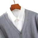 Herrkardigan med V-ringning Lång ärm Enfärgad stickad tröja Elegant fritidsmode Nylon Polyester Flera färger 8