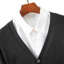Herrkardigan med V-ringning Lång ärm Enfärgad stickad tröja Elegant fritidsmode Nylon Polyester Flera färger 12