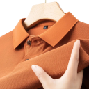 Herrpiké med kort ärm Enfärgad design Knappstängning Krage Bomullsmaterial Stilisk bas i garderoben 16