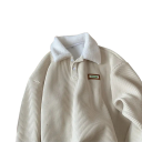 Herrplyschtröja med knäppbar krage Lång ärm Enfärgad varm tröja Polyester Universell storlek Flera färger 4