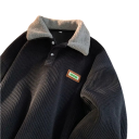 Herrplyschtröja med knäppbar krage Lång ärm Enfärgad varm tröja Polyester Universell storlek Flera färger 5