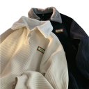 Herrplyschtröja med knäppbar krage Lång ärm Enfärgad varm tröja Polyester Universell storlek Flera färger 8