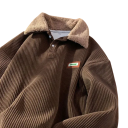 Herrplyschtröja med knäppbar krage Lång ärm Enfärgad varm tröja Polyester Universell storlek Flera färger 9