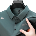 Herrpolotröja kort ärm med krage och knappar Enfärgad elegant t-shirt i polyester för vardagsbruk 4