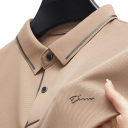 Herrpolotröja kort ärm med krage och knappar Enfärgad elegant tröja av polyester och spandex 1