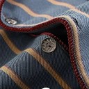 Herrpyjamas set tröja med lång ärm och byxor Knappstängning Fickor Krage Randig Blå Polyester bomull 2