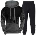 Herrset med byxor, hoodie, enkel tryck, polyester 6