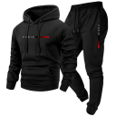 Herrset med hoodie och joggers med snörning, enfärgad med tryck Paris, polyester 1