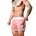 Herrshorts Badbyxor Med Snörning Enfärgade Med Ränder Och Text På Sidorna Polyester Snabbtorkande Sommarbadbyxor 5