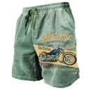 Herrshorts med andningsfunktion och old school-motorcykeltryck i lätt material i veteranstil. Bekväma shorts för sommar och fritid. 3