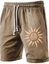 Herrshorts med andningsfunktion och soltryck Lätt material Bekväm passform Dragsko Perfekt för varma dagar Vardagskläder 2