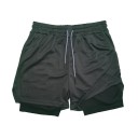 Herrshorts med dubbla lager, snabbtorkande sportshorts med nätfoder, ficka, resår i midjan, sommarstrandshorts 7