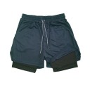 Herrshorts med dubbla lager, snabbtorkande sportshorts med nätfoder, ficka, resår i midjan, sommarstrandshorts 8