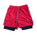 Herrshorts med dubbla lager, snabbtorkande sportshorts med nätfoder, ficka, resår i midjan, sommarstrandshorts 1