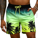 Herrshorts med regnbågsdesign Palmtryck Snörning i midjan Snabbtorkande polyester Sommarbad strand pool 4