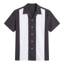 Herrskjorta med kort ärm och två breda ränder framtill med utfällt krage och knäppning med knappar längs hela längden 1