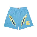 Herrsportshorts i mesh, casual shorts med blixtmönster, snabbtorkande träningsshorts för sommaren 2