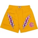 Herrsportshorts i mesh, casual shorts med blixtmönster, snabbtorkande träningsshorts för sommaren 5