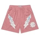 Herrsportshorts i mesh, casual shorts med blixtmönster, snabbtorkande träningsshorts för sommaren 3