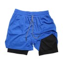 Herrsportshorts med dubbla lager, snabbtorkande för träning, med fickor, bekväma shorts med hög resår i midjan för löpning och träning 6