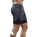 Herrsportshorts med dubbla lager, snabbtorkande för träning, med fickor, bekväma shorts med hög resår i midjan för löpning och träning 6
