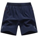Herrsportshorts med elastisk midja Andningsbara träningsshorts med blixtlåsfickor Reflekterande element Bekväma löparshorts 4
