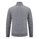 Herrstickad tröja med dragkedja och polokrage Enfärgad elegant tröja med enkelt mönster Polyester Höst Vinter Olika färger 7