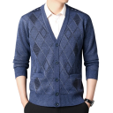 Herrtröja med knappar V-ringad Enfärgad mjuk design Elegant tröja för höst och vinter Polyester material 9