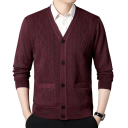 Herrtröja med knappar V-ringad Enfärgad mjuk design Elegant tröja för höst och vinter Polyester material 12