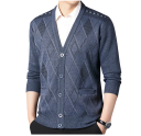 Herrtröja med knappar V-ringad Enfärgad mjuk design Elegant tröja för höst och vinter Polyester material 2