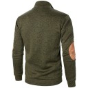 Herrtröja med lång ärm och krage Enfärgad elegant tröja med knappar vid kragen Bruna lappar på armbågarna Polyester Flera färger 6