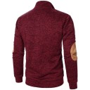 Herrtröja med lång ärm och krage Enfärgad elegant tröja med knappar vid kragen Bruna lappar på armbågarna Polyester Flera färger 7