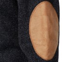 Herrtröja med lång ärm och krage Enfärgad elegant tröja med knappar vid kragen Bruna lappar på armbågarna Polyester Flera färger 24