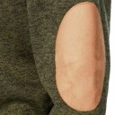 Herrtröja med lång ärm och krage Enfärgad elegant tröja med knappar vid kragen Bruna lappar på armbågarna Polyester Flera färger 34
