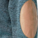 Herrtröja med lång ärm och krage Enfärgad elegant tröja med knappar vid kragen Bruna lappar på armbågarna Polyester Flera färger 40