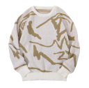 Herrtröja med lång ärm och O-ringning Enkel mönster Elegant stickad tröja Höst- och vintermode Polyester Olika färger 14