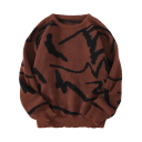 Herrtröja med lång ärm och O-ringning Enkel mönster Elegant stickad tröja Höst- och vintermode Polyester Olika färger 10