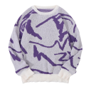Herrtröja med lång ärm och O-ringning Enkel mönster Elegant stickad tröja Höst- och vintermode Polyester Olika färger 13