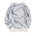 Herrtröja med lång ärm och O-ringning Enkel mönster Elegant stickad tröja Höst- och vintermode Polyester Olika färger 16