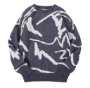 Herrtröja med lång ärm och O-ringning Enkel mönster Elegant stickad tröja Höst- och vintermode Polyester Olika färger 15