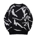 Herrtröja med lång ärm och O-ringning Enkel mönster Elegant stickad tröja Höst- och vintermode Polyester Olika färger 7