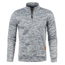 Herrtröja med lång ärm och polokrage Halvdragkedja Enfärgad polyestertröja Elegant och bekväm modern tröja flera färger 13