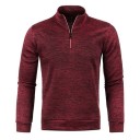 Herrtröja med lång ärm och polokrage Halvdragkedja Enfärgad polyestertröja Elegant och bekväm modern tröja flera färger 11