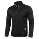 Herrtröja med lång ärm och polokrage Halvdragkedja Enfärgad polyestertröja Elegant och bekväm modern tröja flera färger 7