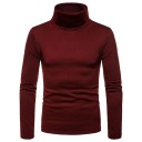 Herrtröja med lång ärm och rullkrage Slim fit Enfärgad stickad tröja Elegant modekläder Höst vinter tröja Polyester 8